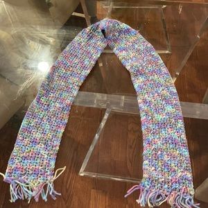 Multi color fringe wool scarf